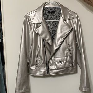 DKNY silver leather jacket